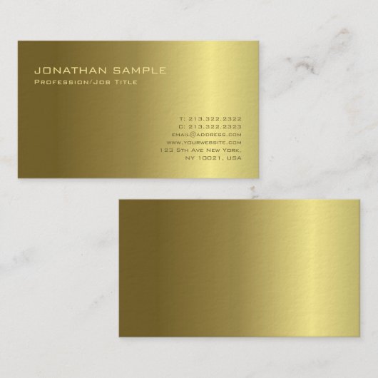 金ゴールドライトおよび影のエレガントなデザインの贅沢のエリート 名刺 (正面/裏面)