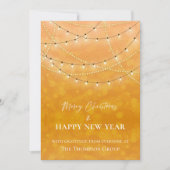 金ゴールドライトクリスマス新年企業の ノートカード (正面)