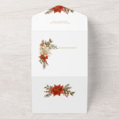 金ゴールドライトジョイブロック文字（ポインセチア付き） オールインワン招待状 (外側)