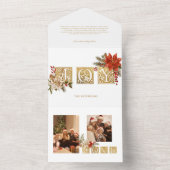 金ゴールドライトジョイブロック文字（ポインセチア付き） オールインワン招待状 (内側)