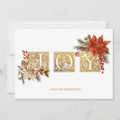 金ゴールドライトジョイブロック文字(ポインセチア付き) シーズンカード (正面)