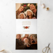 金ゴールドライトジョイブロック文字（ポインセチア付き） 三つ折りクリスマスカード (内部)