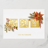 金ゴールドライトジョイブロック文字（ポインセチア付き） 箔シーズンカード (正面)