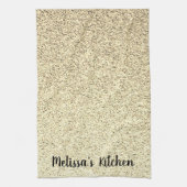金ゴールドライトソフトグリッタースパーソナライズ キッチンタオル (縦)