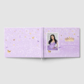 金ゴールドライトパープルバラエレガント写真キンセアニェラ ゲストブック (全面)