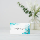 金ゴールドライトブルー絵画の（ばちゃばちゃ）跳ねるプロフェッショナルバス 名刺 (スタンド正面)