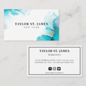 金ゴールドライトブルー絵画の（ばちゃばちゃ）跳ねるプロフェッショナルバス 名刺 (正面/裏面)