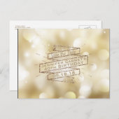 金ゴールドライト日付を保存エレガントな誕生日パーティー 案内ポストカード (正面/裏面)