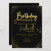 金ゴールドライト誕生日ディナー 招待状 (正面/裏面)