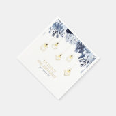 金ゴールドライト&ネイビーブルーフローラ誕生会 スタンダードカクテルナプキン (角)