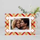 金ゴールドラインの挿入Plaidクリスマスフレーム写真 箔シーズンカード (立ち正面)