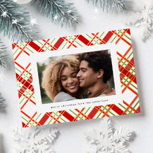 金ゴールドラインの挿入Plaidクリスマスフレーム写真 箔シーズンカード