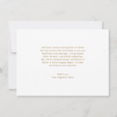 金ゴールドラインアートマグノリアフローラエレガントな結婚式 サンキューカード (裏面)