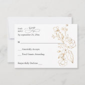 金ゴールドラインフローラいいえ食事RSVP 出欠カード (正面)