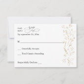 金ゴールドラインフローラいいえ食事RSVP 2 出欠カード (正面)