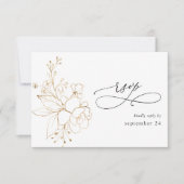 金ゴールドラインフローラの白w食事RSVP 2 出欠カード (正面)