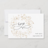 金ゴールドラインフローラの白w食事RSVP 3 出欠カード (正面)