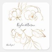 金ゴールドラインフローラサンキュースクエアステッカー スクエアシール (正面)