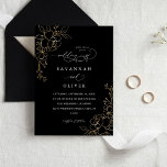 金ゴールドラインフローラブラック結婚式招待状<br><div class="desc">忘れられない金ゴールドを楽しませよう結婚に、ゲストを楽しませようフローラブラック結婚式招待状。金ゴールド花模様ブラックのこの結婚式招待状エレガントとシック。ブラックタイ素晴らしチ、夏、秋、冬の結婚式だ。私たちの簡単であなたの結婚式招待状を迅速に作成するテンプレート。プロフェッショナル高品質プリンタと紙の選択肢は、招待状を贅沢にする。このページにアクセスして、今すぐ招待状を作成する。このリンク実在は、フォイルのバージョンをコピーして貼り付けできる： https://www.zazzle.com/z/yp80vzft?rf=238937196885903396</div>