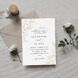 金ゴールドラインフローラホワイト&ブラック結婚ズ