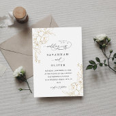 金ゴールドラインフローラホワイト&ブラック結婚ズ