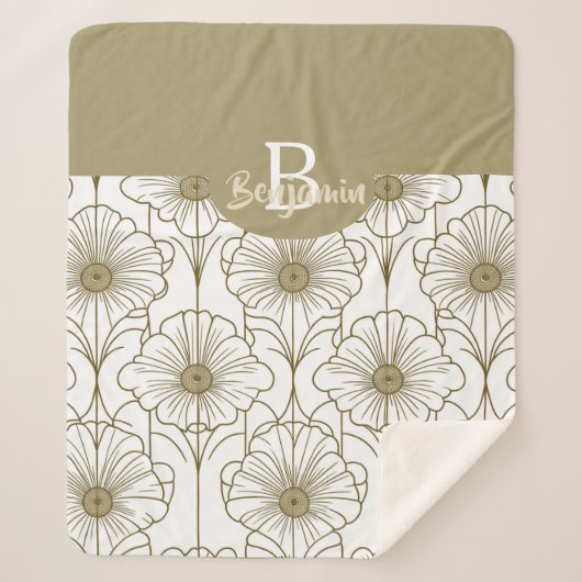 金ゴールドラインフローラルパターンシェルパブランケット シェルパブランケット (正面)