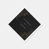 金ゴールドラインフローラ名ナプキンス – 黒 スタンダードカクテルナプキン (角)