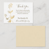 金ゴールドラインフローラ悔やみや弔慰サンキューカード ノートカード (正面/裏面)