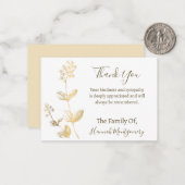 金ゴールドラインフローラ悔やみや弔慰サンキューカード ノートカード (正面/裏面インサイチュ)