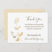 金ゴールドラインフローラ悔やみや弔慰サンキューカード ポストカード (正面/裏面)