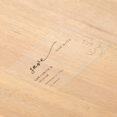 金ゴールドラインフローラ日付の保存 アクリル招待状 (レイダウン)