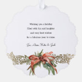 金ゴールドライン描クリスマスリース写真 オーナメントカード (裏面)