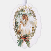 金ゴールドライン描クリスマスリース写真 オーナメントカード (左)