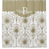 金ゴールドライン花柄シャワーカーテン シャワーカーテン (正面)