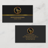 金ゴールドライン黒の灰色のコラムの上品な金ゴールドのギター 名刺 (正面/裏面)