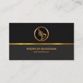 金ゴールドライン黒の灰色のコラムの上品な金ゴールドのギター 名刺 (正面)