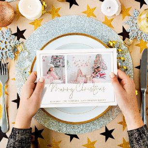 金ゴールドライン2フォトスクリプトメリークリスマスカード