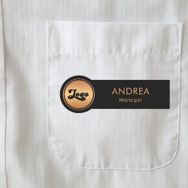 金ゴールドラウンドサークルロゴプロフェッショナル名とタイトル 名札