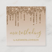 金ゴールドラグジュアリーグリッタースパークルマイクロブラディング スクエア名刺 (正面)