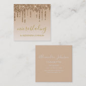 金ゴールドラグジュアリーグリッタースパークルマイクロブラディング スクエア名刺 (正面/裏面)