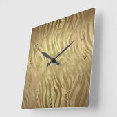 金ゴールドラグジュアリーゼブラジャングルサファリグラム スクエア壁時計 (傾斜)