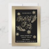 金ゴールドラグジュアリータイポグラフィ企業のホリデーパーティー 招待状 (正面)