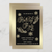 金ゴールドラグジュアリータイポグラフィ企業のホリデーパーティー 招待状 (正面/裏面)