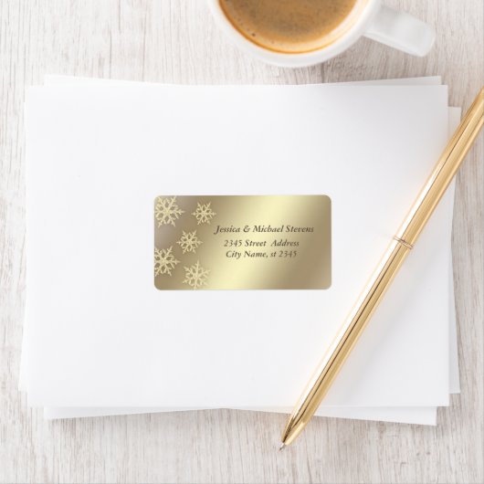 金ゴールドラグジュアリートレンディーホリデークリスマススノーフレーク ラベル (インサイチュ)