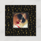 金ゴールドラグジュアリーナンバーインフルエンサーの写真 スクエア名刺 (正面)