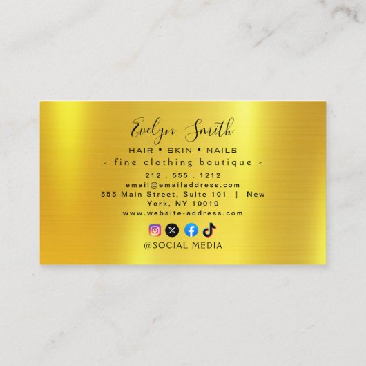 金ゴールドラグジュアリーブティックアイボリー名刺 名刺 (裏面)