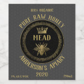 金ゴールドラグジュアリーミードクイーンビーハニカムハニーワインWi ワインラベル (シングルラベル)