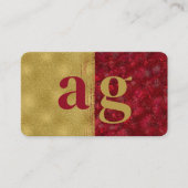 金ゴールドラグジュアリールビーモノグラムQRコードソーシャルメディア 名刺 (正面)