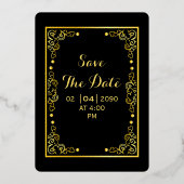 金ゴールドラグジュアリー招待状カードゴールドフォイルデザイン 箔招待状 (裏面)