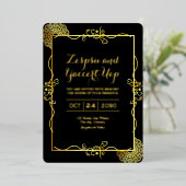 金ゴールドラグジュアリー招待状カードゴールドフォイル 箔招待状 (立ち正面)